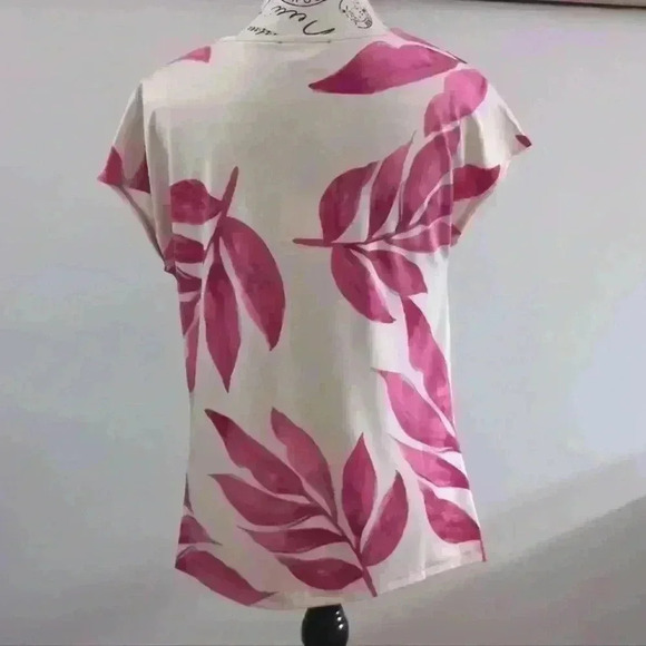 JULES & LEOPOLD | Women's Beige/Fuchsia Tropical Palm  Print Sleeveless … - Picture 4 of 4